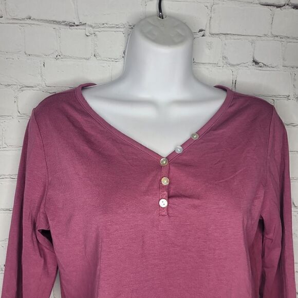 Women's Casual Button trim Henley Small - Picture 2 of 5